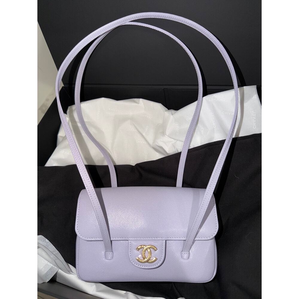 Chanel 26S Preppy Coco Mini Purple Caviar Leather Gold CC Logo Shoulder Bag - Picture 7 of 16